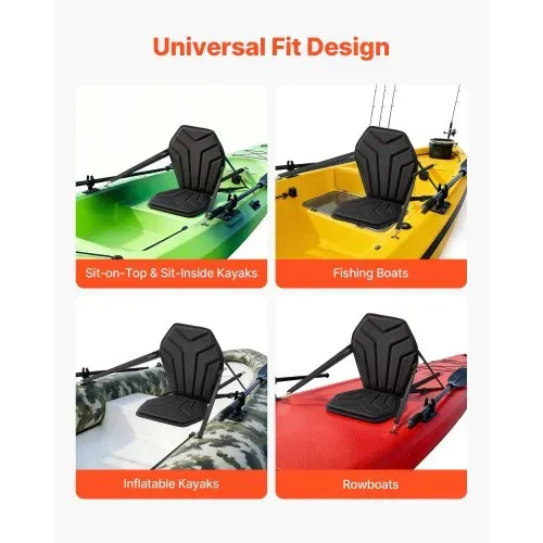 VEVOR 1 x Kajaksitz 31 mm Dicke, Gepolsterter Sitz für Paddleboard, Bootssitz mit Rückenlehne & Aufbewahrungstasche & Verstellbaren Gurten & Sechseckigem Sitzkissen für SUP Kanu Angelboot – Bild 4