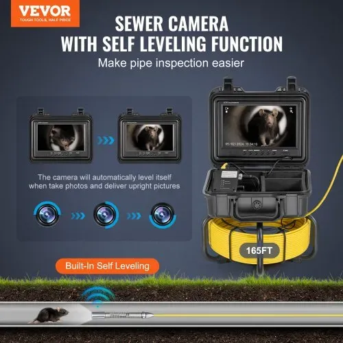 VEVOR Kanalkamera, 50 m, selbstnivellierende Rohrinspektionskamera mit 9 Zoll 1080P HD-Bildschirm, 36-fachem Zoom, IP68 wasserdichte Rohrkamera mit Lichtern-12 LED, 32 GB Karte Endoskop für Kanalrohre VEVOR Kanalkamera, 50 m, selbstnivellierende Rohrinspektionskamera mit 9 Zoll 1080P HD-Bildschirm, 36-fachem Zoom, IP68 wasserdichte Rohrkamera mit Lichtern-12 LED, 32 GB Karte Endoskop für Kanalrohre