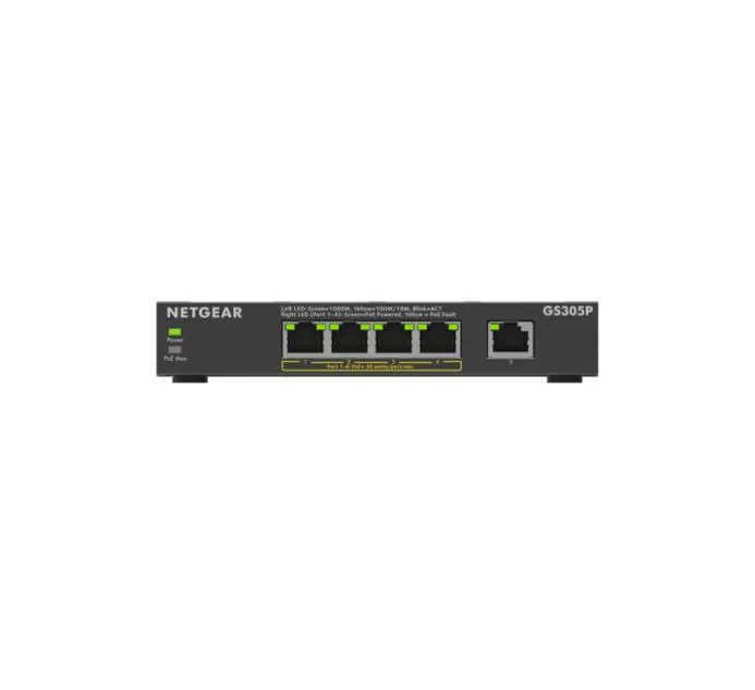 NETGEAR GS305Pv3 Unmanaged Gigabit Ethernet (10/100/1000) Power over Ethernet (PoE) Schwarz – Bild 2