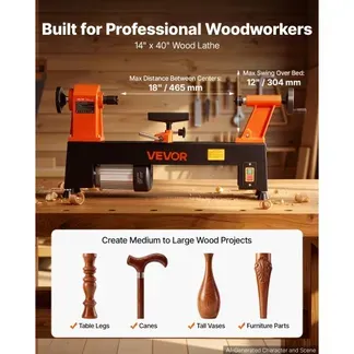 VEVOR Drechselbank 304 x 465 mm 3/4 PS Tischdrehbank mit 5 Drehzahlstufen für Tischbeine Spazierstöcke und Große Holzwerkstücke, 650/1100/1600/2200/3200 U/min, Thermoschutz und Robuster Metallrahmen VEVOR Drechselbank 304 x 465 mm 3/4 PS Tischdrehbank mit 5 Drehzahlstufen für Tischbeine Spazierstöcke und Große Holzwerkstücke, 650/1100/1600/2200/3200 U/min, Thermoschutz und Robuster Metallrahmen