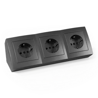 Steckdosenblock McPower “Flair“ 250V~/16A, Aufbau, Anthrazit, 3-fach Steckdose Steckdosenblock McPower “Flair“ 250V~/16A, Aufbau, Anthrazit, 3-fach Steckdose