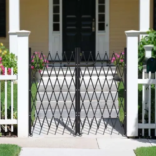 VEVOR Sicherheitstor abschließbar, doppelt klappbares Scherentor mit 360°-Lenkrollen, einziehbare Stahltore Outdoor, für Eingangssicherheit Garage Lager, Falttor 3200 x 1605 mm (B x H) Schwarz – Bild 7