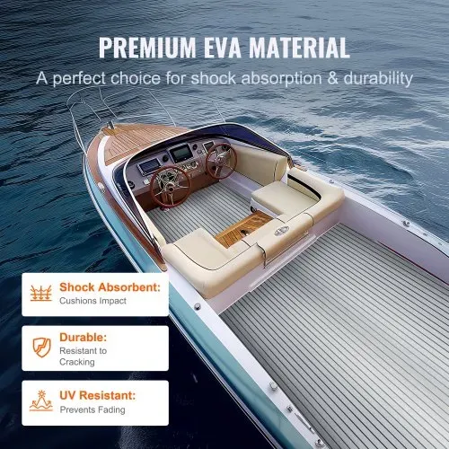 VEVOR Bootsboden, EVA-Schaum-Bootsdeck, 2400 x 1160 x 6 mm, rutschfester, selbstklebender Bodenbelag, 27840 cm² großer Meeresteppich für Boote, Yachten, Pontons, Kajakdecks – Bild 3