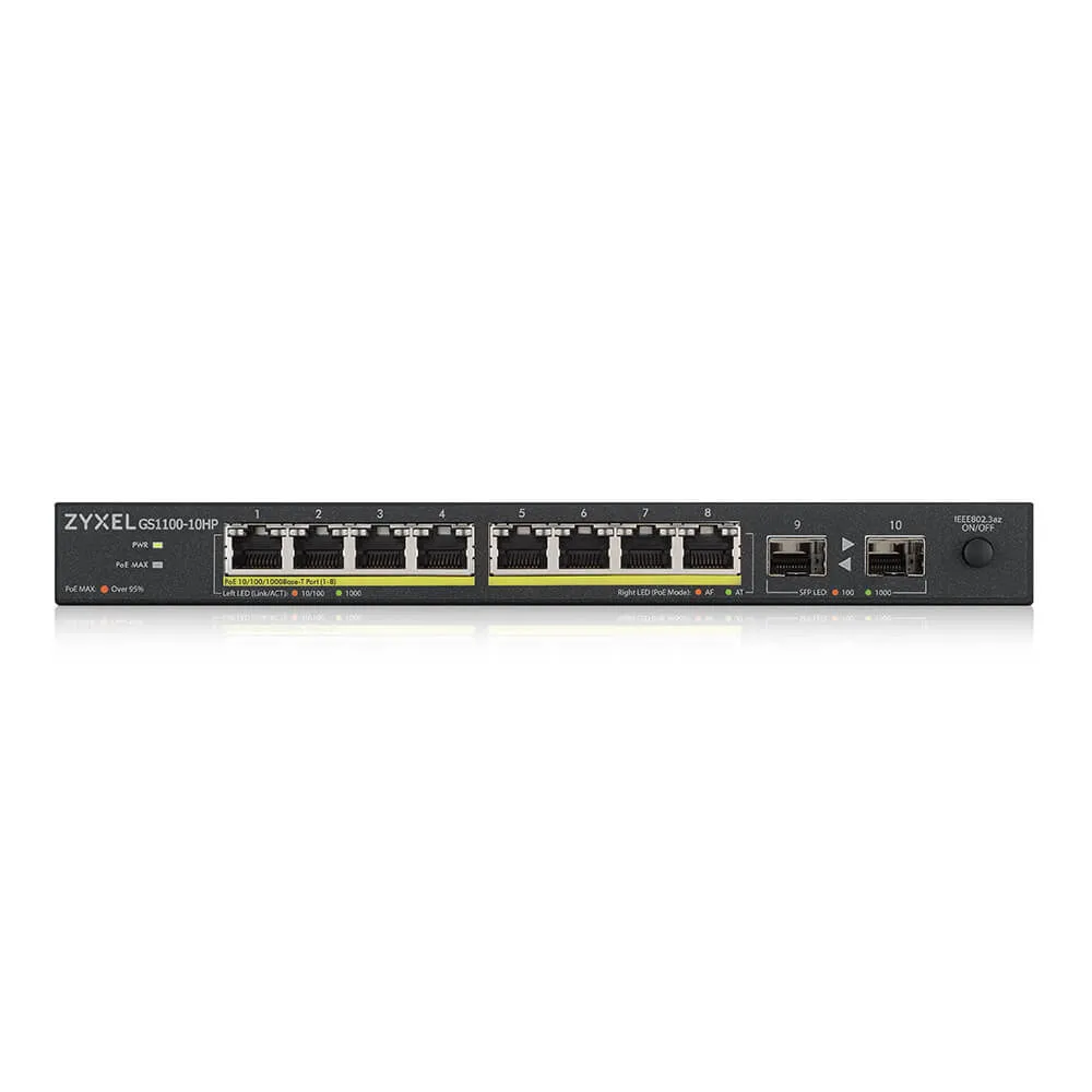 Zyxel GS1100-10HP v2 Unmanaged Gigabit Ethernet (10/100/1000) Power over Ethernet (PoE) Schwarz – Bild 3