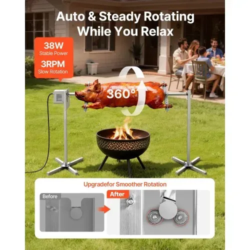 VEVOR Spanferkelgrill Lammgrill Spießbratengrill 1321 mm Rotisserie-Grill AC 220-240 V, 8-stufiges elektrisches Rotisserie-Grill-Set mit 60 kg Tragkraft, 38 W Motor Grillset für Partys VEVOR Spanferkelgrill Lammgrill Spießbratengrill 1321 mm Rotisserie-Grill AC 220-240 V, 8-stufiges elektrisches Rotisserie-Grill-Set mit 60 kg Tragkraft, 38 W Motor Grillset für Partys