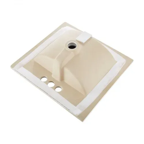 VEVOR Halbeinbauwaschbecken Handwaschbecken 510 x 465 mm rechteckiges Aufsatzwaschbecken mit Überlauf & 3 Wasserhahnlöchern, modernes Einbauwaschbecken für kleine Räume Küchen Badezimmer Weiß – Bild 9