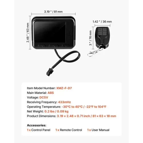 VEVOR Diesel Luftheizungsregler, DC 5 V Universal-Thermostatschalter für Dieselheizung, Standheizungsregler mit LCD Display & Fernbedienung, Dieselheizungsschalter für 2 kW/5 kW/8 kW Standheizungen – Bild 6