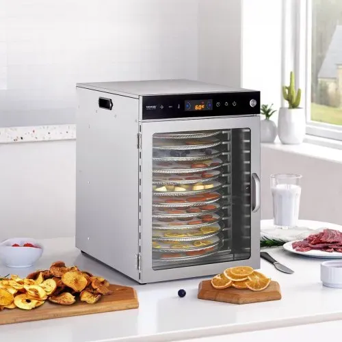 VEVOR Dörrgerät Dörrautomat 12 Edelstahlschalen, elektrischer 800 W Futtertrockner mit einstellbarer Temperatur, Gefriertrockner für Trockenfleisch Fleisch Obst Gemüse Kräuter Hundeleckerlis – Bild 7