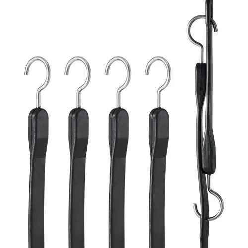 VEVOR 4-teiliges flaches Spannseil, 20 mm robuste Spanngurte mit S-Haken aus Stahl, 101,6 cm langes elastisches Spannseil für Fracht, Planen, LKWs und Zelte, schwarz VEVOR 4-teiliges flaches Spannseil, 20 mm robuste Spanngurte mit S-Haken aus Stahl, 101,6 cm langes elastisches Spannseil für Fracht, Planen, LKWs und Zelte, schwarz