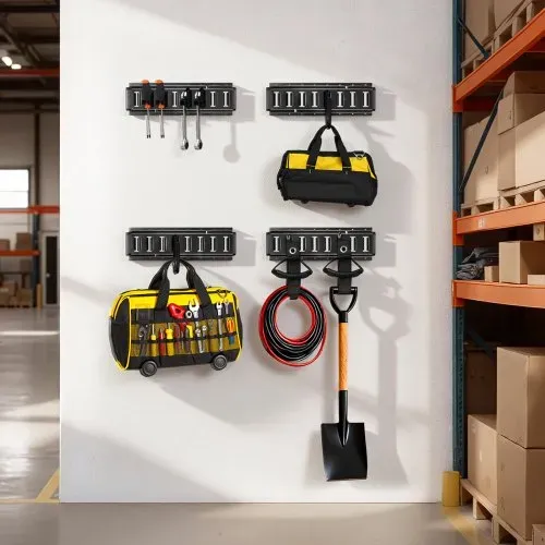VEVOR E-Track-Zurrschienen-Set, 4er-Pack 0,4 m, inkl. 2 U-förmige Haken, 2 Werkzeughalter, 2 Schienenregalhalterungen, 2 Reifenhalter, 2 Kabelaufbewahrungsringe, 8 Endkappen und 1 Tasche – Bild 7