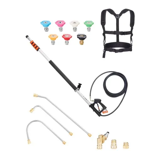 VEVOR Teleskopstrahlrohr, 6358 mm, 4000 psi, Teleskoplanze mit Hochdruckreiniger-Verlängerungsstäben, Dachrinnenreiniger, schwenkbarer Kupplung, 7 Sprühdüsenspitzen & verstellbarem Stützgurt VEVOR Teleskopstrahlrohr, 6358 mm, 4000 psi, Teleskoplanze mit Hochdruckreiniger-Verlängerungsstäben, Dachrinnenreiniger, schwenkbarer Kupplung, 7 Sprühdüsenspitzen & verstellbarem Stützgurt