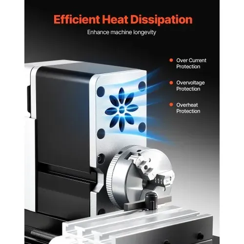 VEVOR Mini-Drehmaschine aus Metall 70x130 mm, Fräsmaschine 20000 U/min, 36 W Hochleistungsmotor, 3-Backenfutter, didaktische Metalldrehmaschine mit Schutz für die Bearbeitung von Präzisionsteilen – Bild 4