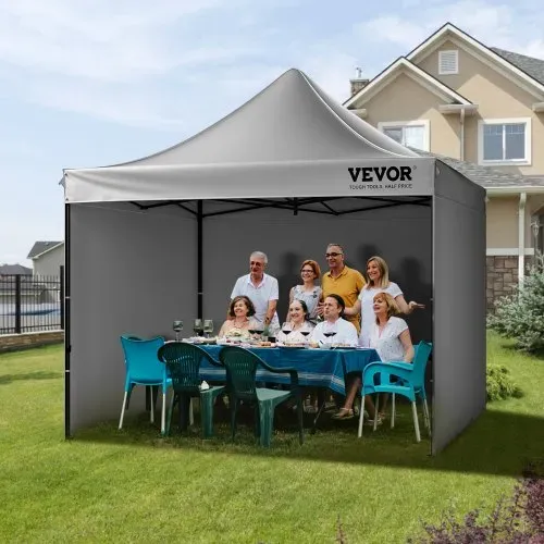 VEVOR Pavillon 304,8x304,8x320cm Gartenzelt 500D PU-Silber-Gewebe Faltpavillon höhenverstellbar inkl. Aufbewahrungstasche Partyzelt 6-8 Personen Pop up Zelt Faltzelt Gartenpavillon für Campingausflug – Bild 7