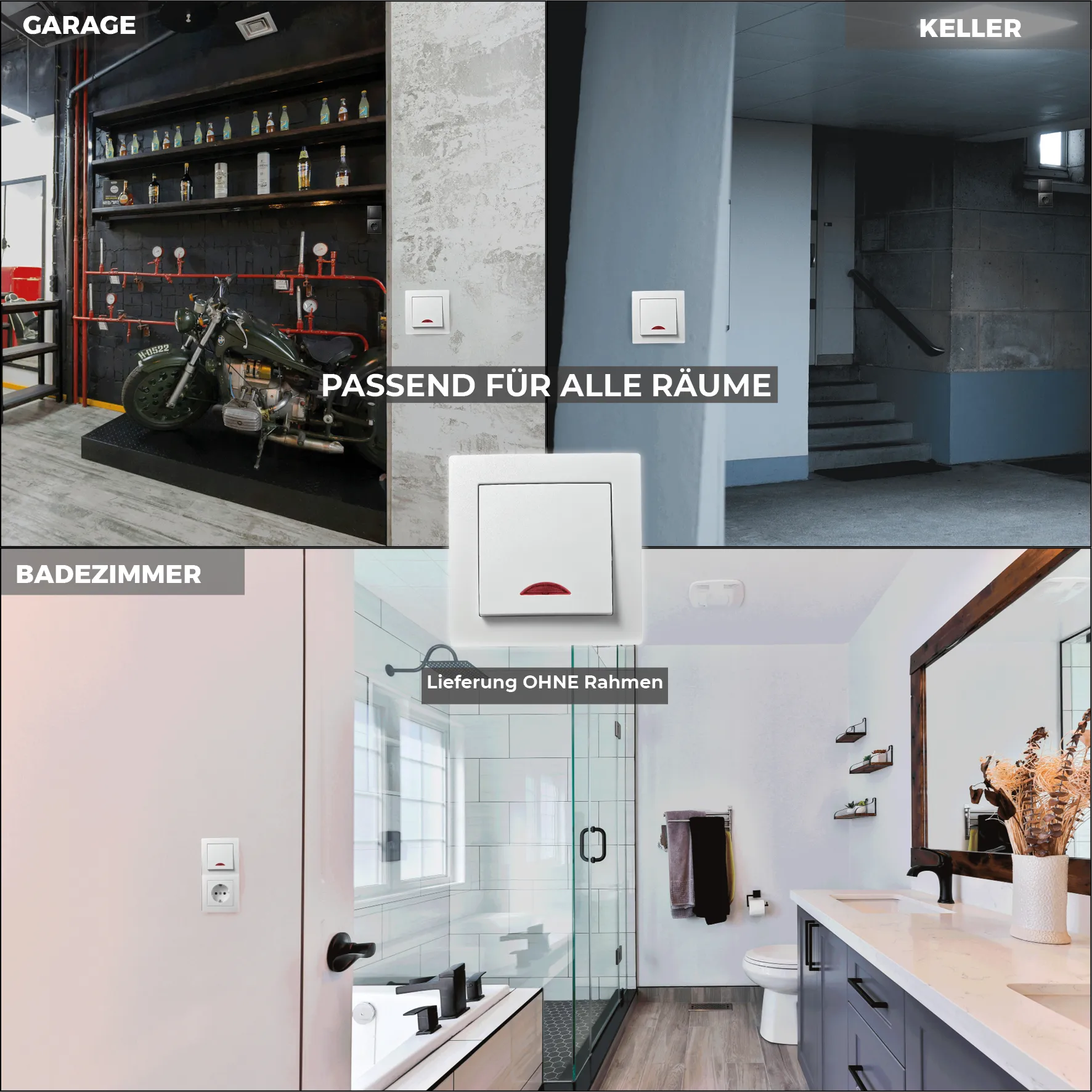 Schalter McPower ''Flair'', 250V~/10A, UP, weiß mit Kontroll-Leuchte – Bild 5