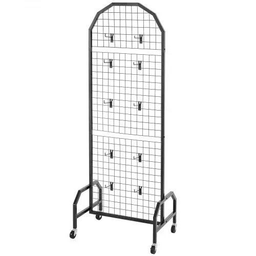 VEVOR Gitterwandpaneele Gitterwand 60 x 164 cm 2 Stk. rollbarer Präsentationsständer mit 20 Haken, Präsentationsregale aus Karbonstahl, Kunstausstellungsregal für Dekoration Lagerung, schwarz – Bild 9