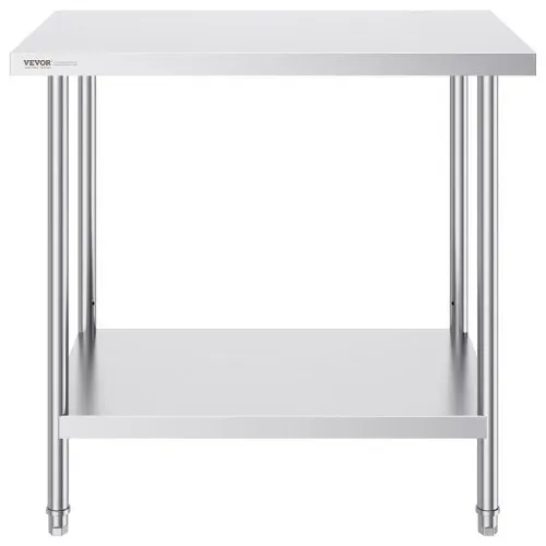 VEVOR Zubereitungstisch aus Edelstahl, 61 x 91 x 86 cm, 340 kg Tragkraft, robuster Metall-Arbeitstisch mit 3 einstellbaren Höhenstufen, gewerbliche Arbeitsstation für Küche, Garage, Restaurant, Hinter – Bild 9
