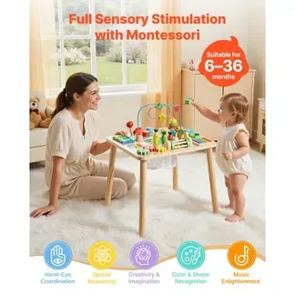 VEVOR Holz Aktivitätstisch, Montessori Spielzeug, 13-in-1-Lerntisch, Spieltisch Aktivitätstisch für Kinder ab 6 Monaten, ideales Geschenk für Geburtstag, Weihnachten oder Kindertag, 6-36 Monate VEVOR Holz Aktivitätstisch, Montessori Spielzeug, 13-in-1-Lerntisch, Spieltisch Aktivitätstisch für Kinder ab 6 Monaten, ideales Geschenk für Geburtstag, Weihnachten oder Kindertag, 6-36 Monate