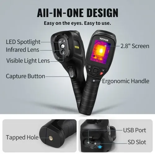 VEVOR Handheld Wärmebildkamera 240x180 IR-Auflösung Infrarotkamera Thermometer 40mK Thermografie Kamera -20-550°C Thermokamera Identifizierung von Wilden Tiere Elektrisch Hotspots Fehlenden Isolierung – Bild 5
