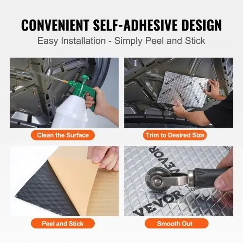 VEVOR 47er-Set Dämmmatte Auto 4,8m² Antidröhnmatte 248,9x398,8mm Fahrzeugdämmung 50mil (1,3mm) Stärke Aluminium-Folie Schallschutzmatte Hitzebeständig Lärmschutz Akustikdämmung Geräuschdämmung – Bild 3