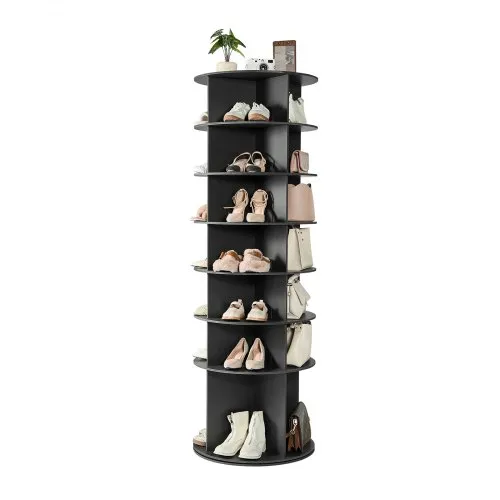 VEVOR Schuhregal Schuhschrank für 28 Paar Schuhe (7-stöckig) 360° drehbar, platzsparende Schuhaufbewahrung, Schuhablage für Schlafzimmer Wohnzimmer Eingangsbereich, Schwarz 598 x 598 x 1805 mm VEVOR Schuhregal Schuhschrank für 28 Paar Schuhe (7-stöckig) 360° drehbar, platzsparende Schuhaufbewahrung, Schuhablage für Schlafzimmer Wohnzimmer Eingangsbereich, Schwarz 598 x 598 x 1805 mm