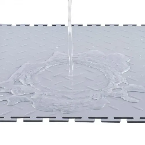 VEVOR PVC Garagenboden, 8er-Pack 513x513x5 mm, Werkstattboden, Industrieboden, Klick Verlegung, rutschfeste PVC-Matten mit Diamantplatte für Werkstatt, Lager, Werkzeugraum, Hellgrau – Bild 10