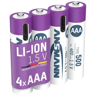 Li-Ion Akku Micro AAA Typ 500 (min. 400 mAh), 4er-Pack Li-Ion Akku Micro AAA Typ 500 (min. 400 mAh), 4er-Pack