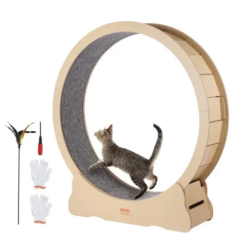 VEVOR Katzenlaufrad aus Holz, 132 cm großes Katzenlaufband für Hauskatzen, Katzenrad mit abnehmbarem Teppich und Katzenangel zum Laufen Trainieren, Sportspielzeuge für die meisten Katzen bis 13 kg VEVOR Katzenlaufrad aus Holz, 132 cm großes Katzenlaufband für Hauskatzen, Katzenrad mit abnehmbarem Teppich und Katzenangel zum Laufen Trainieren, Sportspielzeuge für die meisten Katzen bis 13 kg