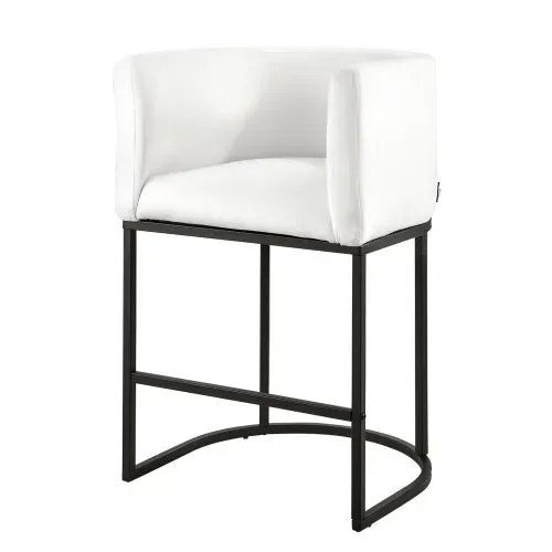 VEVOR Barhocker Thekenhocker 3 Stk. (87 cm hoch) Küchenstuhl mit Rückenlehne & Armlehne & Metallrahmen & Fußstütze, Bistrostuhl (158,8 kg belastbar) Küche Esszimmer Bankschalter Bar, Weiß – Bild 10