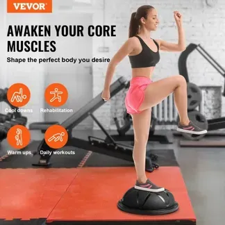 VEVOR Halb-Gymnastikball-Trainer, 23 Zoll Balance Ball Trainer, 660 lbs Tragkraft Stabilitätsball, Yoga-Ball mit Widerstandsbändern und Pumpe, Kraft-Fitnessball für das Heim-Fitnessstudio, Ganzkörpertraining, Schwarz VEVOR Halb-Gymnastikball-Trainer, 23 Zoll Balance Ball Trainer, 660 lbs Tragkraft Stabilitätsball, Yoga-Ball mit Widerstandsbändern und Pumpe, Kraft-Fitnessball für das Heim-Fitnessstudio, Ganzkörpertraining, Schwarz