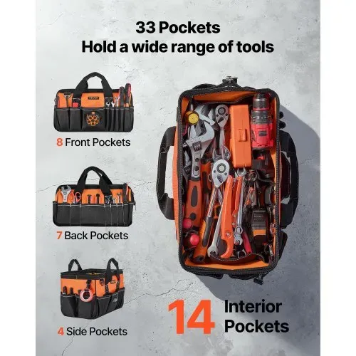 VEVOR Werkzeugtasche 40x23x22cm, Aufbewahrungstasche mit 14 Innen- & 19 Außenfächern, Wasserfester Werkzeug-Organizer aus Polyester mit Schultergurt & Reißverschluss, Werkzeugbeutel für Handwerker VEVOR Werkzeugtasche 40x23x22cm, Aufbewahrungstasche mit 14 Innen- & 19 Außenfächern, Wasserfester Werkzeug-Organizer aus Polyester mit Schultergurt & Reißverschluss, Werkzeugbeutel für Handwerker