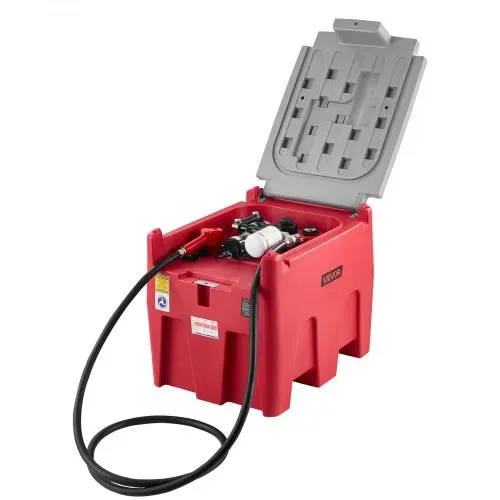 VEVOR Tragbarer Diesel-& Benzintank, 220 L, 45 L/min Durchflussrate, Dieselkraftstofftank mit 12 V Transferpumpe, 4 m Schlauch, automatische Betankungsdüse, Transfertank für Kraftstofftransport, Rot – Bild 9