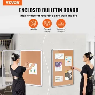 VEVOR 36″x24″ geschlossene Korktafel mit Aluminiumrahmen – abschließbares Schwarzes Brett mit Acryltür und 2 Schlüsseln – wetterfeste Wandvitrine für Schule, Zuhause, Büro VEVOR 36″x24″ geschlossene Korktafel mit Aluminiumrahmen – abschließbares Schwarzes Brett mit Acryltür und 2 Schlüsseln – wetterfeste Wandvitrine für Schule, Zuhause, Büro