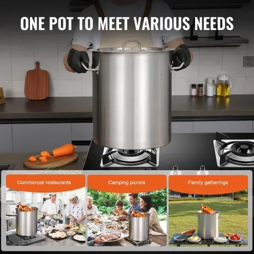 VEVOR Kochtopf 39,7 L Edelstahl, 350 x 410 mm Großvolumiger Suppentopf Komposit-Basis, als Spargeltopf Soßentopf Geeignet, Praktischer Küchentopf Große Zutaten, Induktionsherd Topf Induktionskochtopf – Bild 5