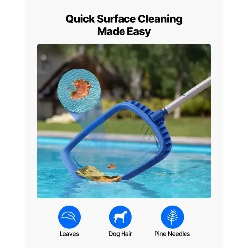 VEVOR Reinigungsset für Pools inkl. 2 abnehmbaren Bürstenköpfen (51/14 cm) & 2 Pool-Skimmernetzen, Reinigungswerkzeugset für eingebaute/oberirdische Pools für Blätter, feines Netz, keine Stangen – Bild 3
