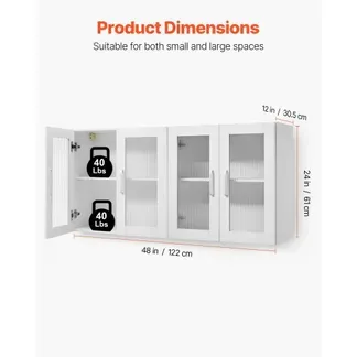 VEVOR Wandschrank für Waschküche, 2-stöckiger Wandhängeschrank mit verstellbarer Ablage, Küchenschrank mit 4 Türen, für Küche Bad Wäscherei, 122×30,x61 cm, 72,6 kg belastbarer Oberschrank VEVOR Wandschrank für Waschküche, 2-stöckiger Wandhängeschrank mit verstellbarer Ablage, Küchenschrank mit 4 Türen, für Küche Bad Wäscherei, 122×30,x61 cm, 72,6 kg belastbarer Oberschrank