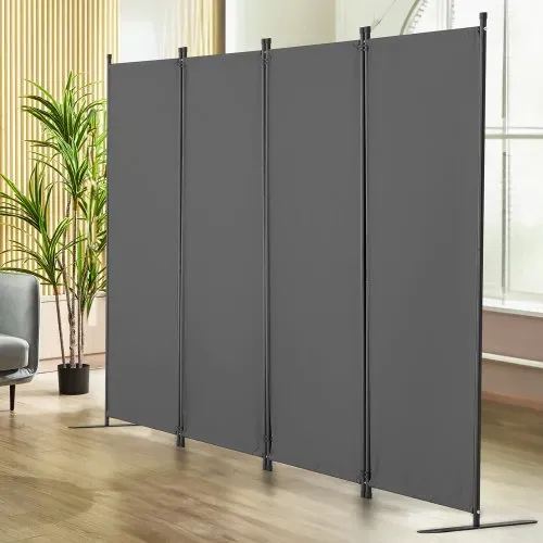 VEVOR Raumteiler Trennwand 4-teiliger Paravent Stellwand, faltbarer Sichtschutz für Büro Schlafzimmer Esszimmer Arbeitszimmer Balkon, Raumtrenner freistehend (56 x 45 x 172,5 cm), Grau – Bild 7