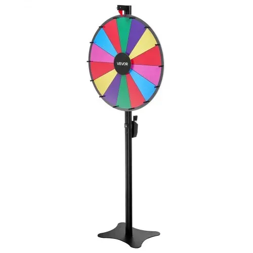 VEVOR Glücksrad Drehrad (61 cm) 14 Slots Glücksrad mit Ständer, höhenverstellbar, Lotteriespiele Gewinn-Roulette mit Tafelschwamm & 2 Markern, 6 Farben, ideal für Party Kneipe Messe – Bild 8