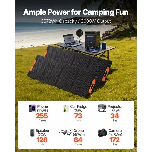 VEVOR Tragbare Powerstation, mit 2 Stk. 200-W-Solarpanels, 3000-W-Solargenerator, 3072-Wh-LiFePO4-Akku & 13 Ausgängen, Ideal für Notfälle zu Hause, Camping & Reisen mit Wohnmobil VEVOR Tragbare Powerstation, mit 2 Stk. 200-W-Solarpanels, 3000-W-Solargenerator, 3072-Wh-LiFePO4-Akku & 13 Ausgängen, Ideal für Notfälle zu Hause, Camping & Reisen mit Wohnmobil