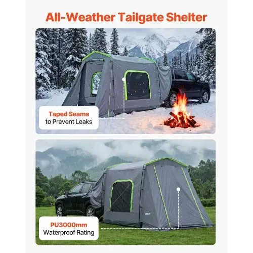 VEVOR Heckklappenzelt Autozelt für 5-9 Personen 323 x 244 x 220 cm, Wasserdichtes (PU3000 mm) Campingzelt mit Belüfteten Türen & Moskitonetzen, SUV-Heckzelt für Camping Wandern Outdoor-Aktivitäten – Bild 4