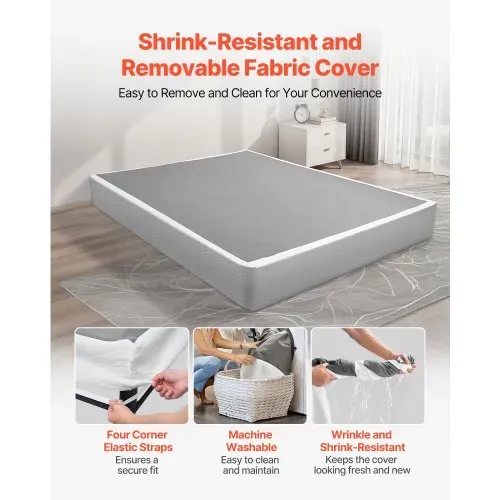 VEVOR Boxspringbettgestell 2010x1515x230mm, Bettgestell mit Waschbarem Stoffbezug, Metallrahmen für Queensize-Betten, 23 cm Matratzenauflage, max. Belastbarkeit 1587,57 kg (OHNE Matratze) – Bild 3