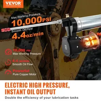 VEVOR 20V Akku Fettpresse 500g Schmierpresse 10.000PSI Arbeitsdruck Elektrische Fettpresse 125g/min Ölfördermenge inkl. 2x 2.0Ah Akkus, Φ9x990mm Schlauch und Schnellladegerät Universal Grease Gun VEVOR 20V Akku Fettpresse 500g Schmierpresse 10.000PSI Arbeitsdruck Elektrische Fettpresse 125g/min Ölfördermenge inkl. 2x 2.0Ah Akkus, Φ9x990mm Schlauch und Schnellladegerät Universal Grease Gun