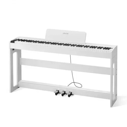 VEVOR Gewichtetes Digitalpiano, 88 Tasten vollgewichtet, E-Piano-Tastatur mit Möbelständer, Netzadapter, Dreifachpedal, Aufnahmefunktion, 280 Töne, Kabellose Verbindung, für Anfänger, Weiß – Bild 8