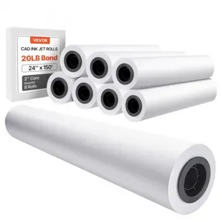 VEVOR Breitformatpapier Papierrollen 609,6 mm (B) / 45,7 m (L), 20 lb Papierrollen ideal für CAD-Zeichnungen technische Pläne GIS-Karten Architekturentwürfe Plotterpapier VEVOR Breitformatpapier Papierrollen 609,6 mm (B) / 45,7 m (L), 20 lb Papierrollen ideal für CAD-Zeichnungen technische Pläne GIS-Karten Architekturentwürfe Plotterpapier