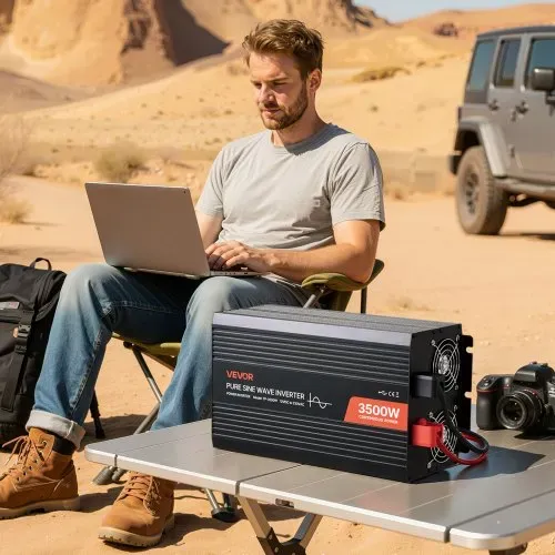 VEVOR 3500 W Wechselrichter, 12 V DC auf 230 V AC, reiner Sinus-Wechselrichter, Solar-Autoladegerät-Konverter mit LCD-Display, Fernbedienung, USB-Anschluss, 2 AC-Steckdosen, Typ-C-Anschluss – Bild 7