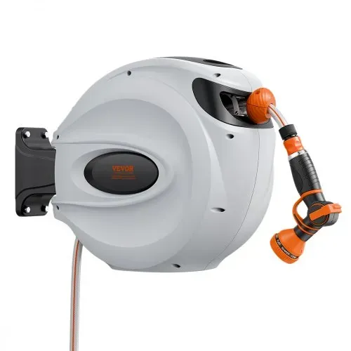 VEVOR Schlauchtrommel Wasser 35mx12mm mit Wandhalterung Tragegriff Schlauchaufroller mit 9-Muster-Sprühdüse & Gartenschlauch 180° Schwenkbar Wand-Schlauchbox mit Aufroll-Automatik Gießen Autowaschen – Bild 8