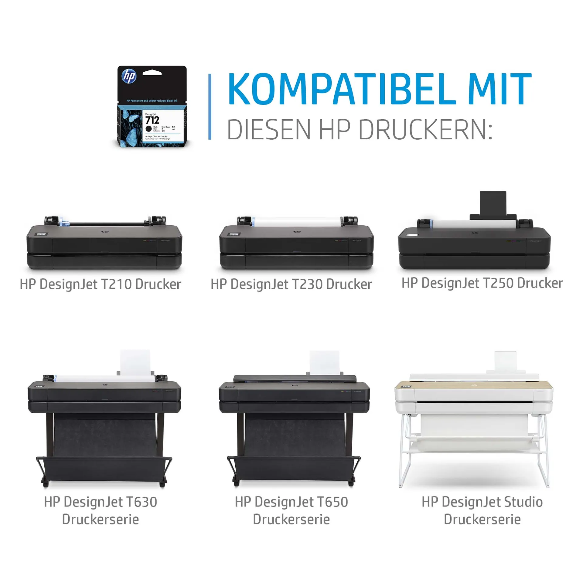 HP 712 Schwarz DesignJet Druckerpatrone, 38 ml – Bild 2