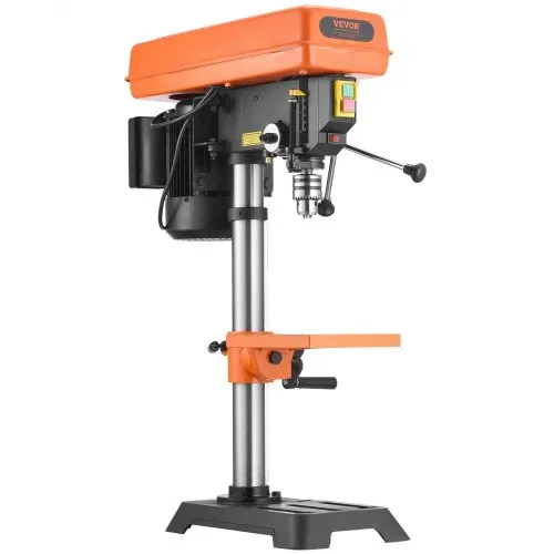 VEVOR 203,2 mm Tischbohrmaschine, 500 W Induktionsmotor, Säulenbohrmaschine mit 500 bis 2500 U/min einstellbarer Drehzahl, 0–45° neigbarer Arbeitstisch, LED, Standbohrmaschine für Holzmetall – Bild 10