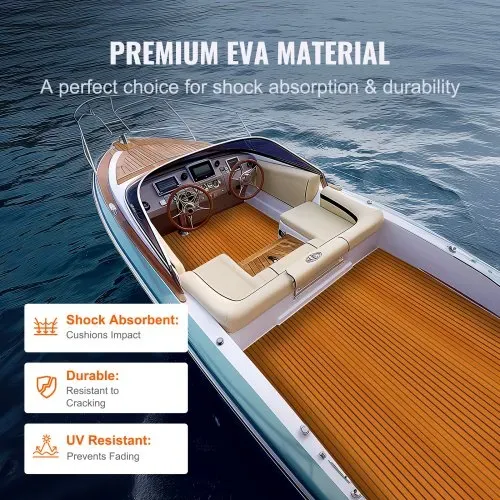 VEVOR Bootsbodenbelag, EVA-Schaum-Bootsdeck 2400 x 1160 x 6 mm, rutschfester selbstklebender Bodenbelag, 27840 cm² großer Marineteppich für Boote, Yachten, Pontons, Kajakdecks – Bild 3