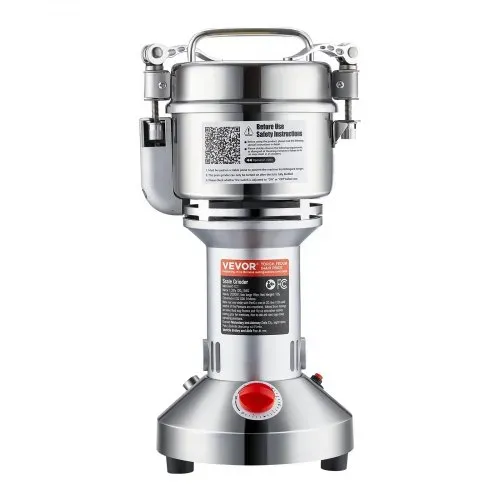 VEVOR elektrische Getreidemühle Hochgeschwindigkeits-Gewürzmühlen 1500 W 300 g, Pulverisiermaschine aus Edelstahl, für trockene Körner Gewürze Müsli Kaffee Mais Pfeffer Silber 180 x 160 x 355 mm – Bild 9