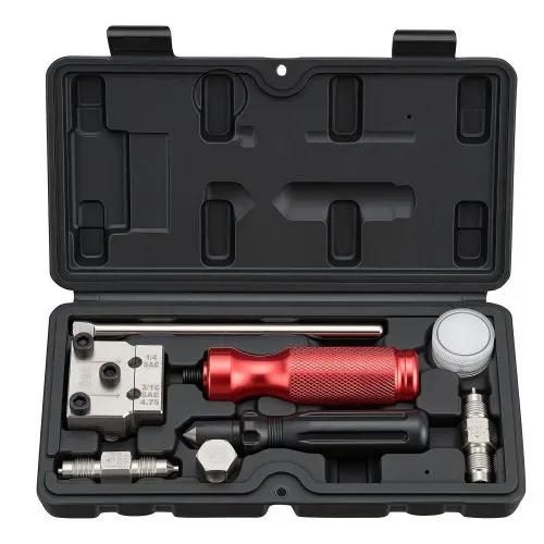 VEVOR 6 tlg. Bremsleitung Bördelgerät Set, 45° Bördelwerkzeug für Einfach- & Doppelbördelung, Rohraufweiter mit 2 Formmatrizen für 4,75mm & 6,35mm Außendurchmesser, Bremsleitung Reparatursatz für KFZ – Bild 10